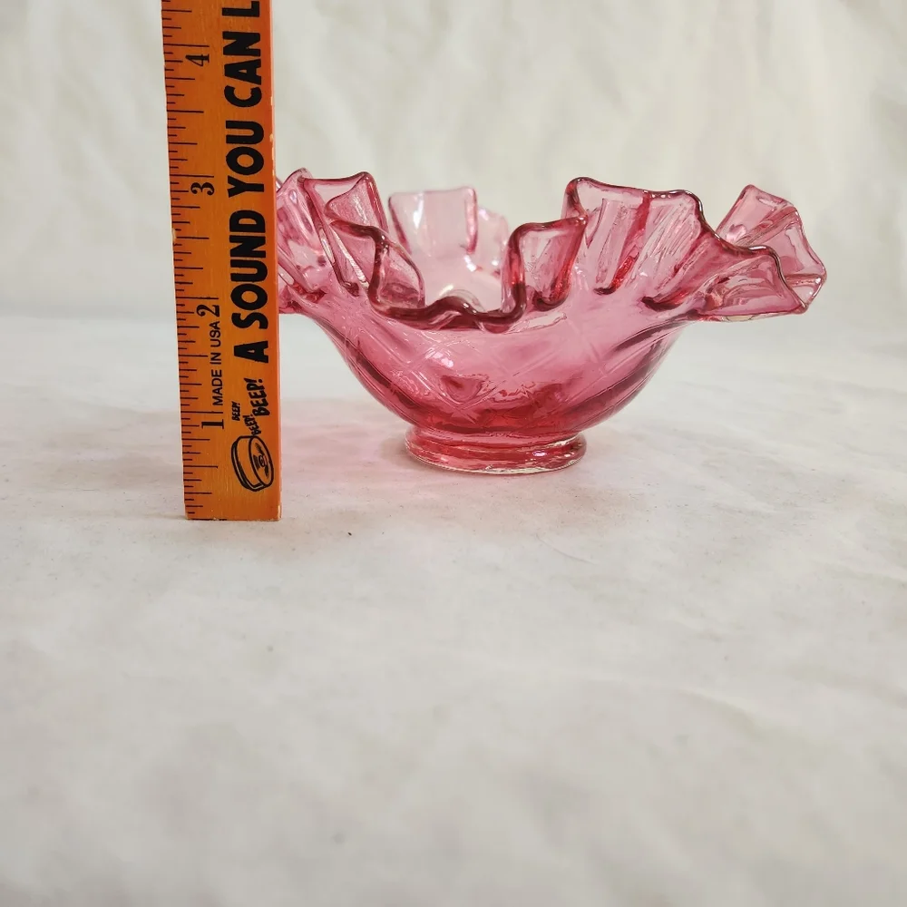 Fenton Cranberry Red Pink Optic Glass Bowl